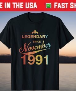 30th Birthday 30 Year Old Born in November 1991 T-Shirt