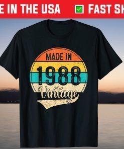 33 Years Birthday Man Made In 1988 Vintage 1988 T-Shirt