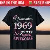 52nd Birthday Floral Born in November 1969 T-Shirt