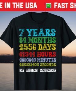 7 Years of Being Awesome Happy 7th Birthday Seven Countdown Tee Shirt