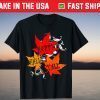 Autumn Pattern Leaves Happy Fall Y'all Leaves Thanksgiving T-Shirt