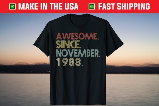 Awesome Since November 1988 33rd Birthday 33 Years Old Shirt