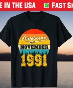 Awesome Since November 1991 30 Years Old Birthday Shirt