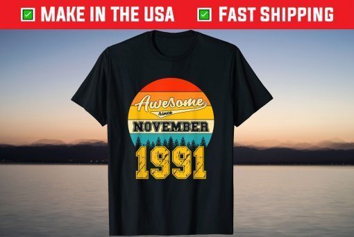 Awesome Since November 1991 30 Years Old Birthday Shirt