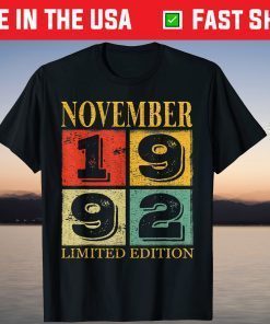 Awesome Since November 1992 29th Birthday 29 Years Old T-Shirt