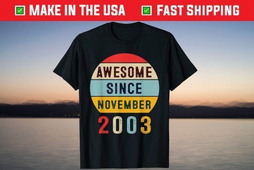 Awesome Since November 2003 18Th Birthday 18 Year Old T-Shirt