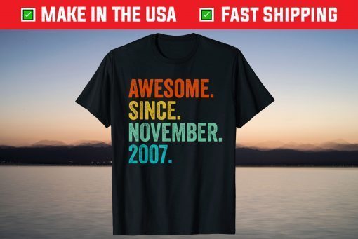 Awesome Since November 2007 14th Birthday 14 Years Old T-Shirt