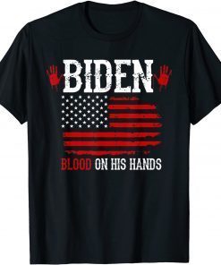 Biden Blood On His Hands USA Flag - Vintage Biden Handprint Gift Shirt