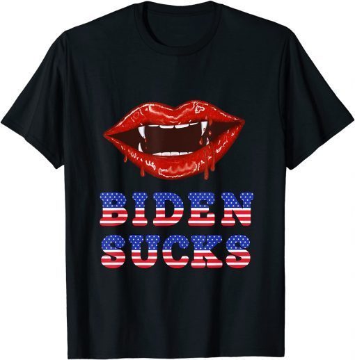 Biden Sucks Sexy Lips Blood and Fangs Vampire Halloween Unisex Shirt