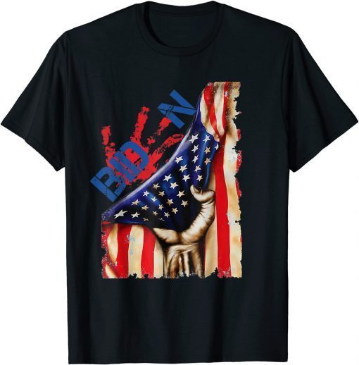 Blood On His Hands Biden Bring Trump Back Distressed US Flag Gift Shirt