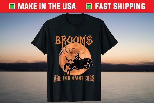 Brooms Are For Amateurs Horse Riding Halloween Costume T-Shirt