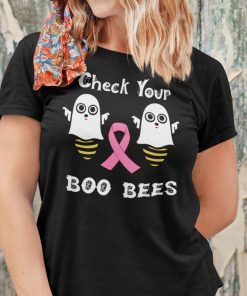 Check Your Boo Bees Halloween Breast Cancer Awareness Gift Shirt