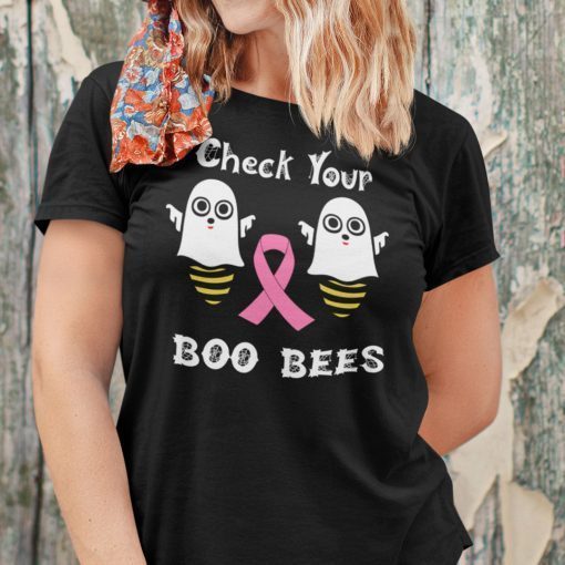 Check Your Boo Bees Halloween Breast Cancer Awareness Gift Shirt