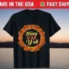 Cute Fall Season Wreath Happy Fall Ya'll Maple Leaf T-Shirt