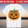 Cute Pumpkin Leopard Glasses and Bandana Halloween Costume T-Shirt