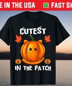 Cutest Pumpkin in the Patch Cute Pumpkin Cat Halloween T-Shirt