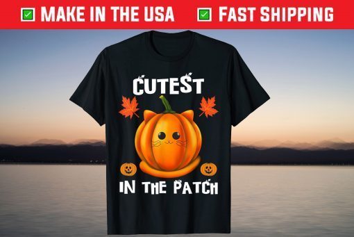 Cutest Pumpkin in the Patch Cute Pumpkin Cat Halloween T-Shirt