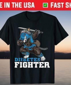 Diabetes Fighter Cat Ninja Type 1 Diabetes Awareness Warrior T-Shirt