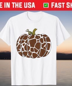 Fall Pumpkin Giraffe Print Autumn Thanksgiving Halloween T-Shirt