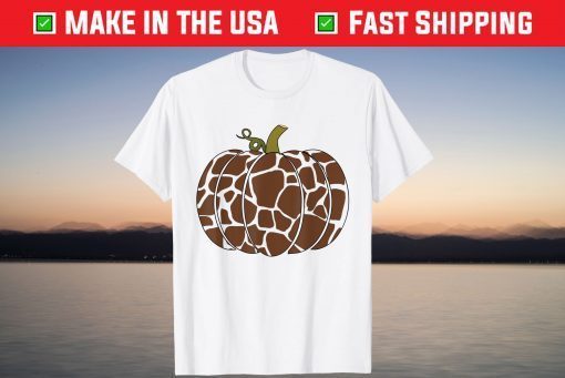 Fall Pumpkin Giraffe Print Autumn Thanksgiving Halloween T-Shirt