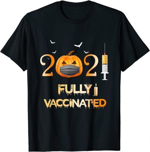 Fully Vaccinated 2021 Funny Pumpkin Mask Costume Halloween Gift Shirt