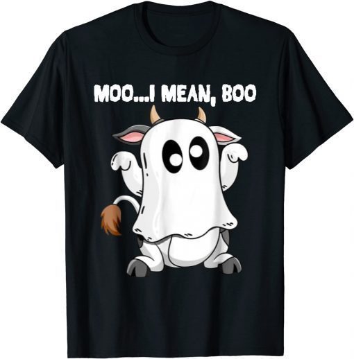 Ghost Cow Moo I Mean Boo Pumpkin Moon Halloween 2021 Shirt