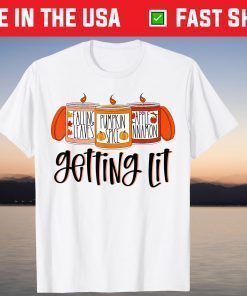 Halloween Getting Lit Candles Pumpkin Spice Falling Leaves T-Shirt