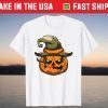 Halloween Scary Pumpkin Face Witch Hat T-Shirt