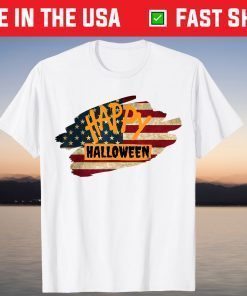 Halloween USA American Flag Happy Halloween writing T-Shirt