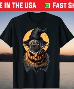 Halloween Witch Pug Pumpkin Costume Pugkin Dog Lover T-Shirt