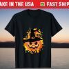 Halloween pumpkin with scary beautiful witch hat T-Shirt