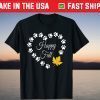 Happy Fall Heart Paw Dog Leaves Cute Autumn Holiday Tee Shirt