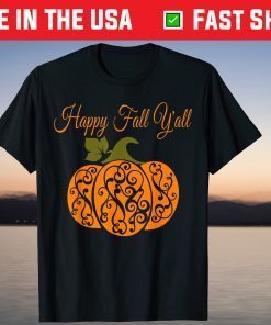 Happy Fall Y'all Pumpkin Swirls Autumn Holiday T-Shirt