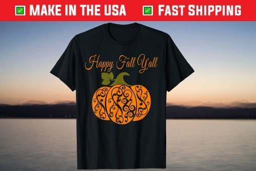 Happy Fall Y'all Pumpkin Swirls Autumn Holiday T-Shirt