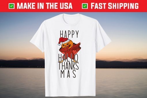 Happy HalloThanksMas Dabbing Turkey Pumpkin Santa Hat Meme T-Shirt