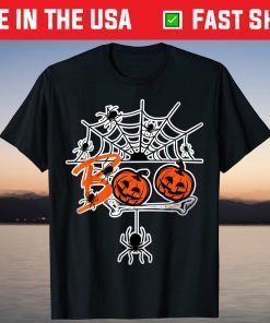 Happy Halloween BOO Spiders Spider Web Pumpkin T-Shirt