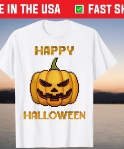 Happy Halloween Gamer Pumpkin 8Bit Pixel Video Gaming T-Shirt