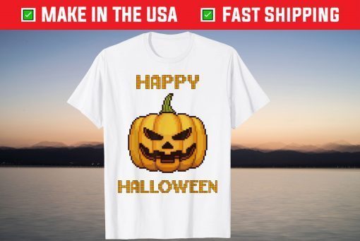 Happy Halloween Gamer Pumpkin 8Bit Pixel Video Gaming T-Shirt