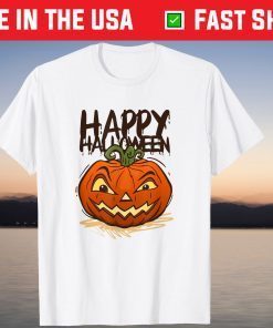 Happy Halloween Scary Pumpkin Face Tee Shirt