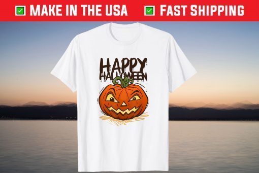 Happy Halloween Scary Pumpkin Face Tee Shirt