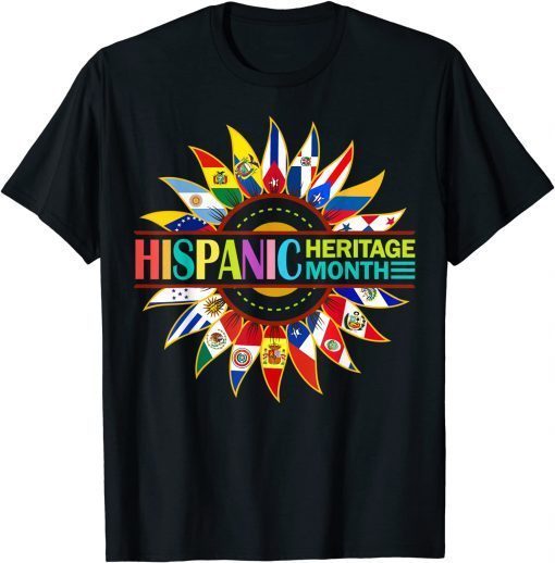 Hispanic Heritage Month Latino Countries Flags Sunflower Classic Shirt