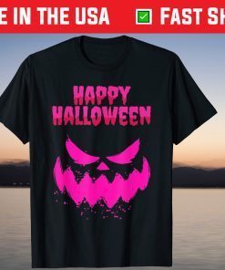 Horror Pumpkin in Pink Girls Scary Costume Halloween 2021 T-Shirt