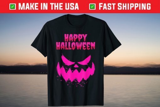 Horror Pumpkin in Pink Girls Scary Costume Halloween 2021 T-Shirt