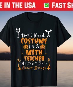 I Don't Need A Costume I'm Math Teacher Costume Halloween T-Shirt