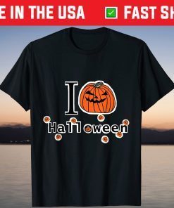 I Love Halloween Horror Typography Halloween Lovers Gift Shirt