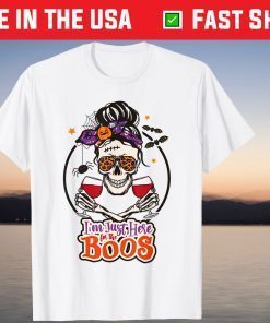 I’m Just Here For The BOOS Wine Lover Halloween Skull Mom T-Shirt