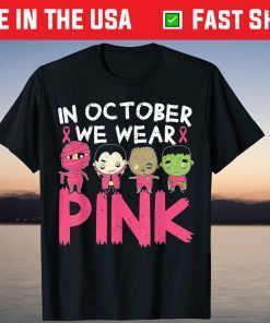 In October We Wear Pink Breast Cancer Halloween Shirt