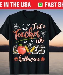Just A Teacher Who Loves Halloween Pumpkin Witch Costume T-Shirt