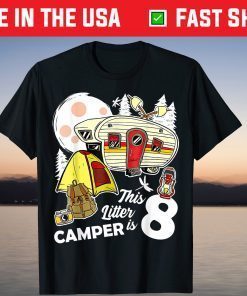 Kids 8th Camping Birthday T-Shirt