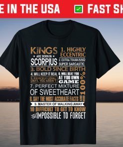 Kings Are Born In Scorpius Birthday October November T-Shirt